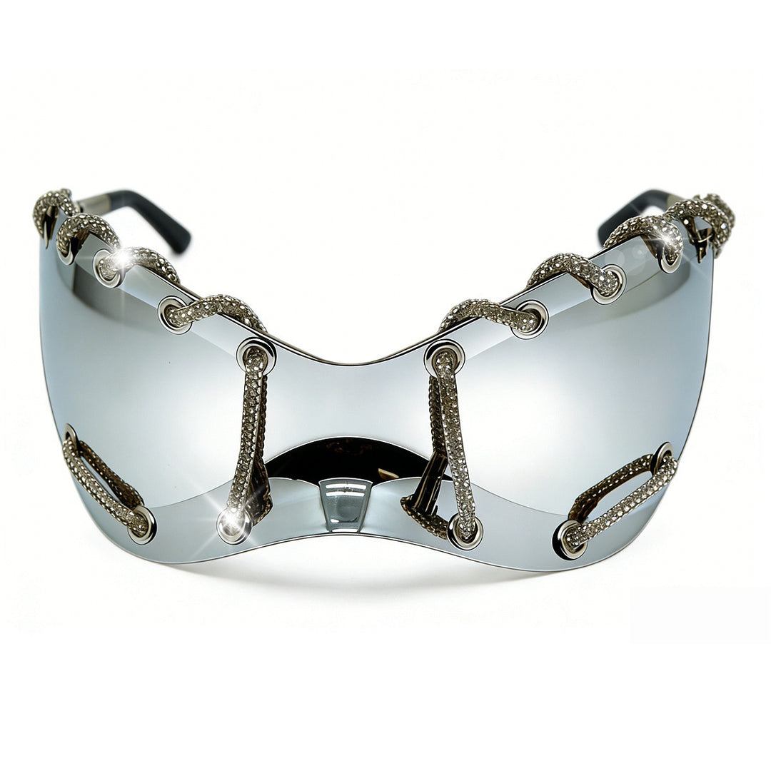 Women extravagant sunglasses with unique chain design Bowlift