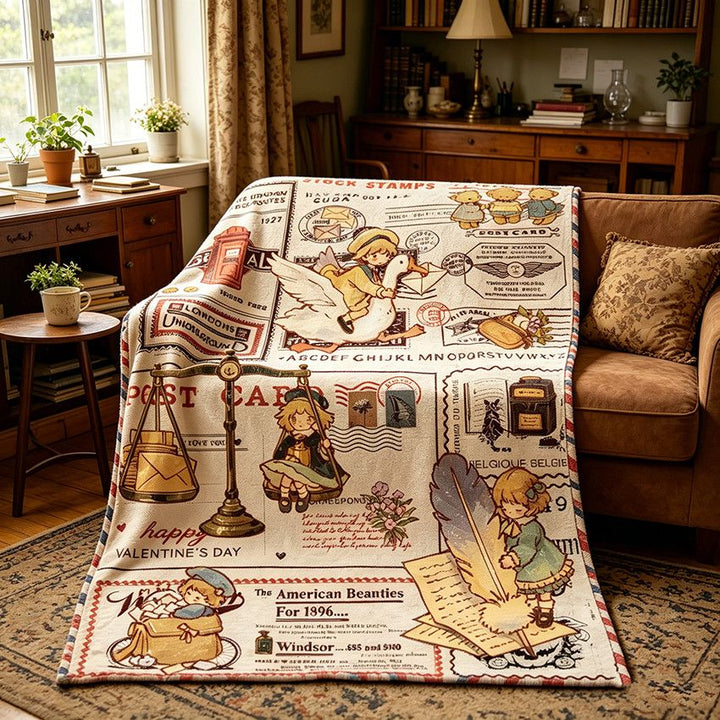 Cozy Vintage-Themed Fleece Blanket Bowlift