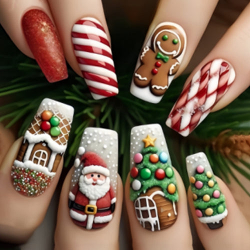 Creative nail art set with Christmas designs Bowlift