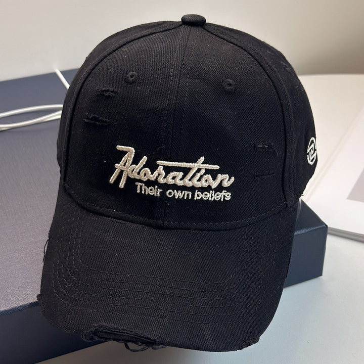 Women's Distressed Embroidered Baseball Cap Bowlift