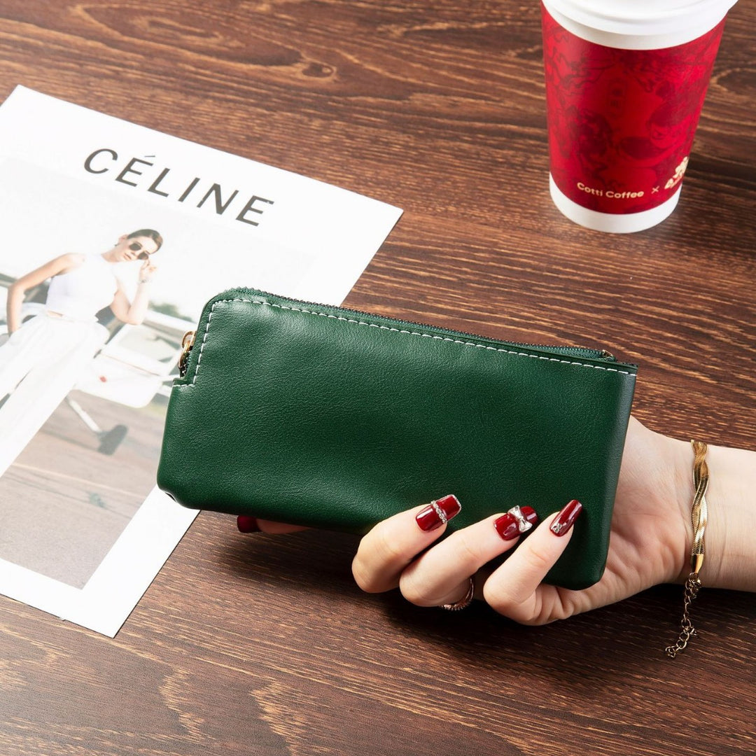 Premium Leather Zippered Travel Wallet Bowlift