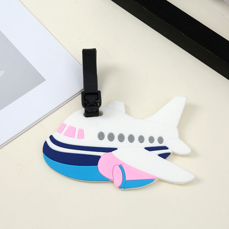 silicone travel luggage tag world map airplane design with adjustable strap Bowlift