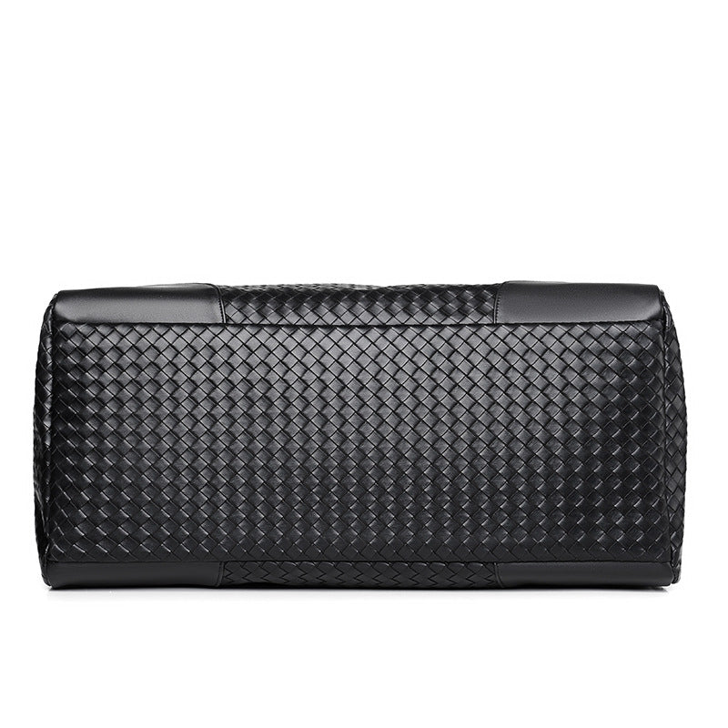 Woven Leather Weekender Duffel Bag Bowlift