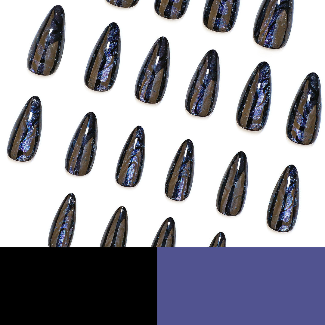 Artistic stiletto nails with shimmering effects Bowlift