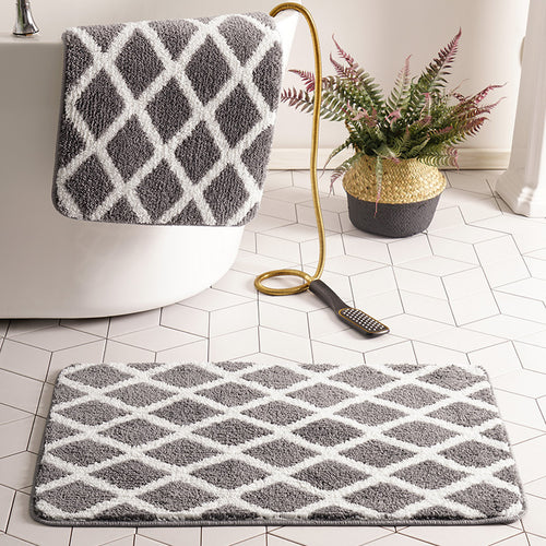 Plush Diamond Pattern Bath Mat
