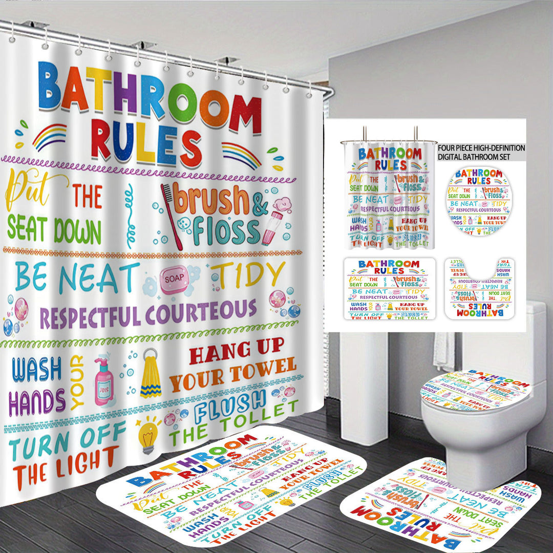 Bathroom Rules Digital Bathroom Décor Set Bowlift