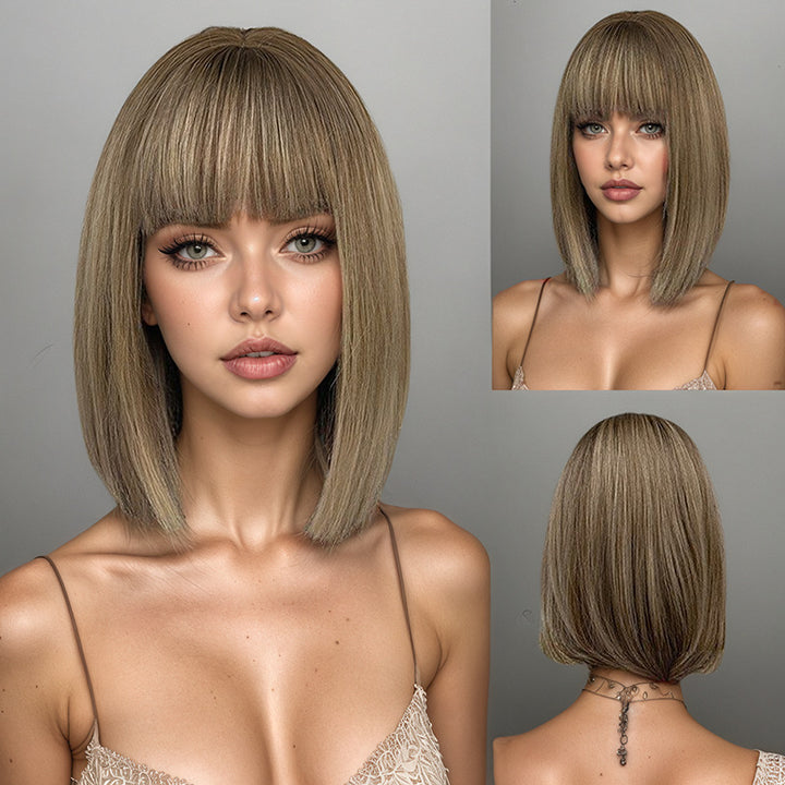 Shoulder-Length Straight Bob Lace-Front Heat-Resistant Synthetic Wig