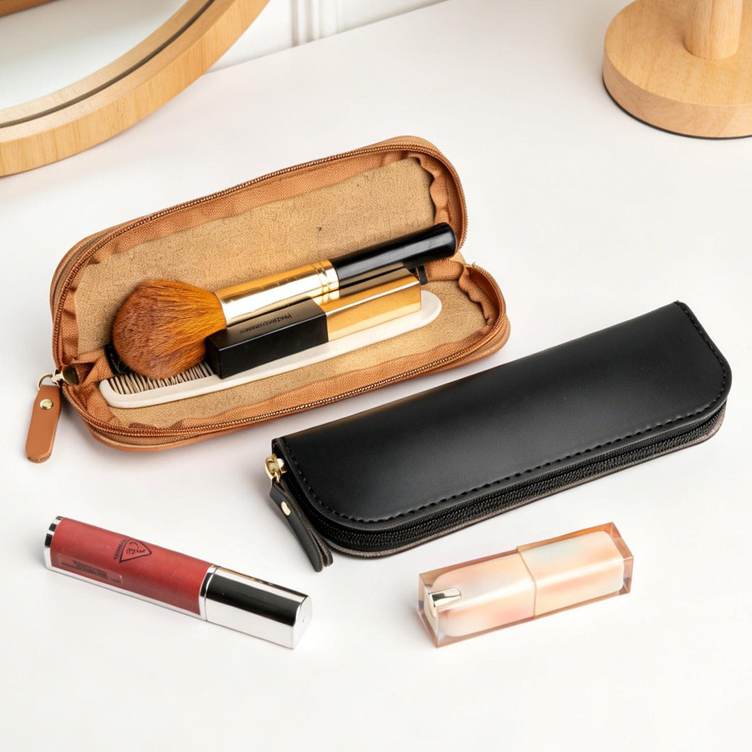 Zippered Leather Pencil Case Bowlift