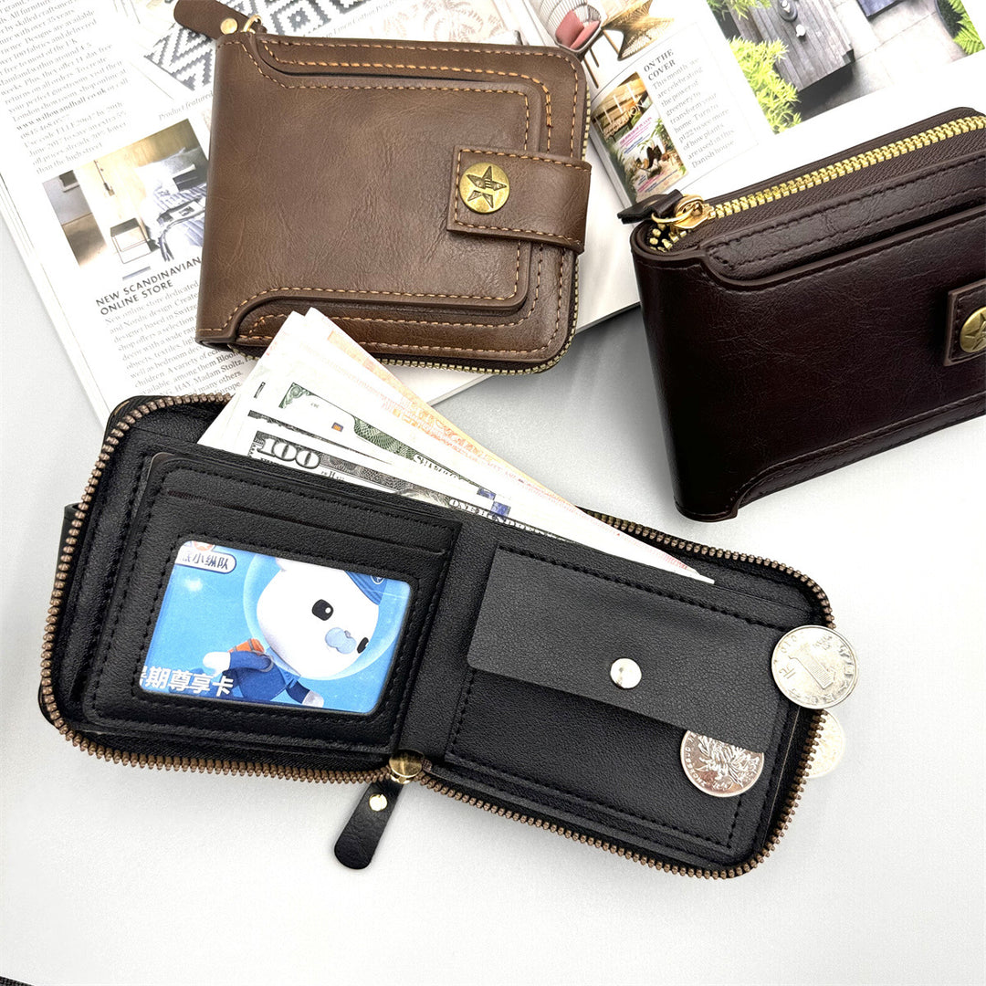Stylish Leather Zippered Wallet