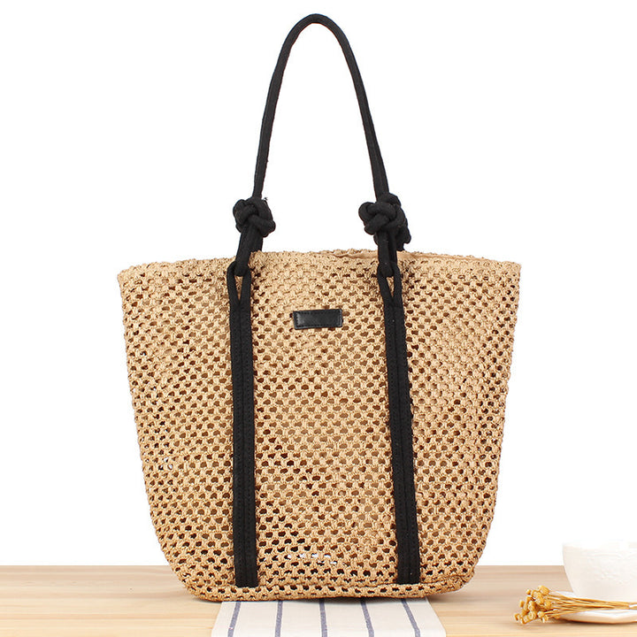Trendy Bast tote bag with decorative faux leather straps Bowlift