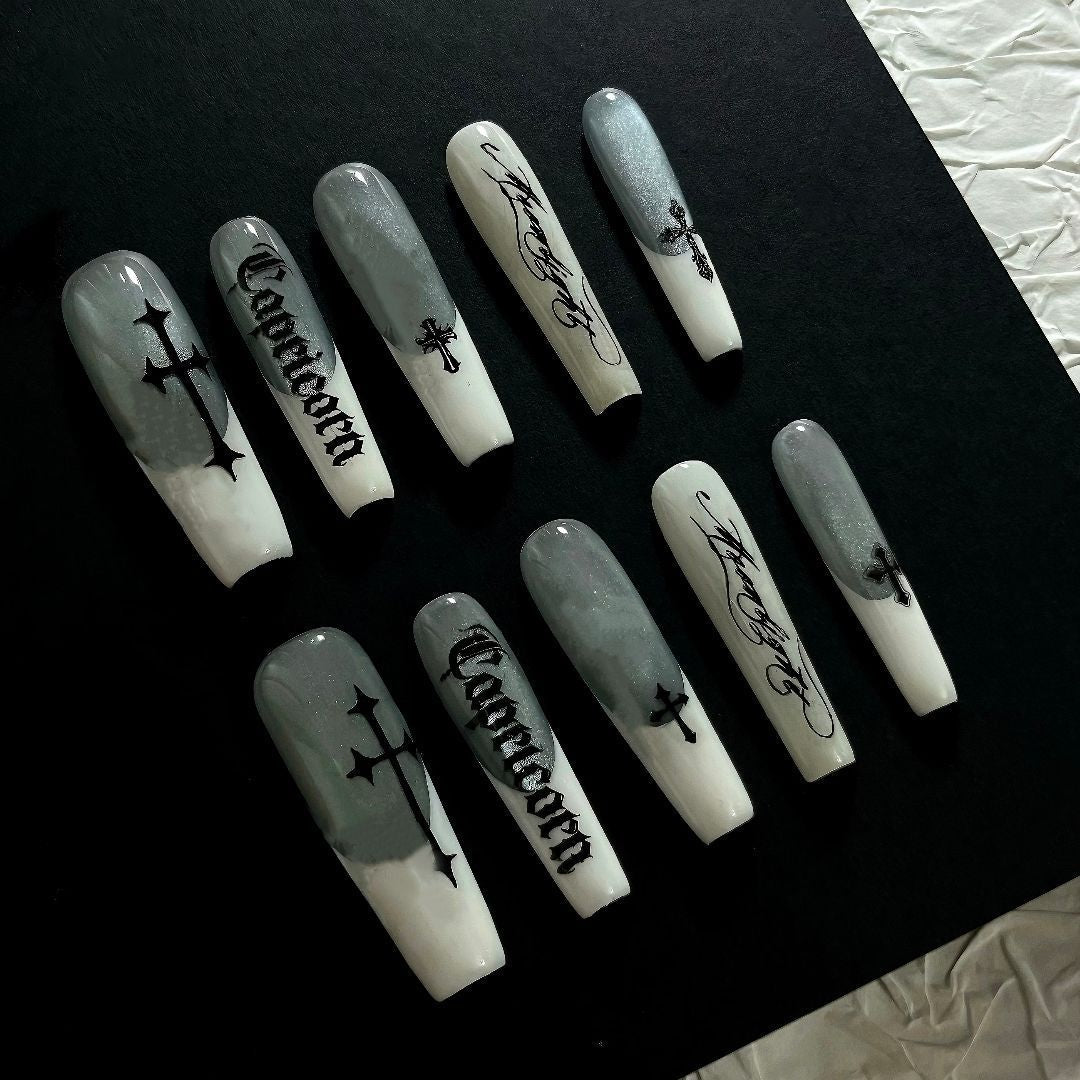Artistic Press-On Nail Design Bowlift