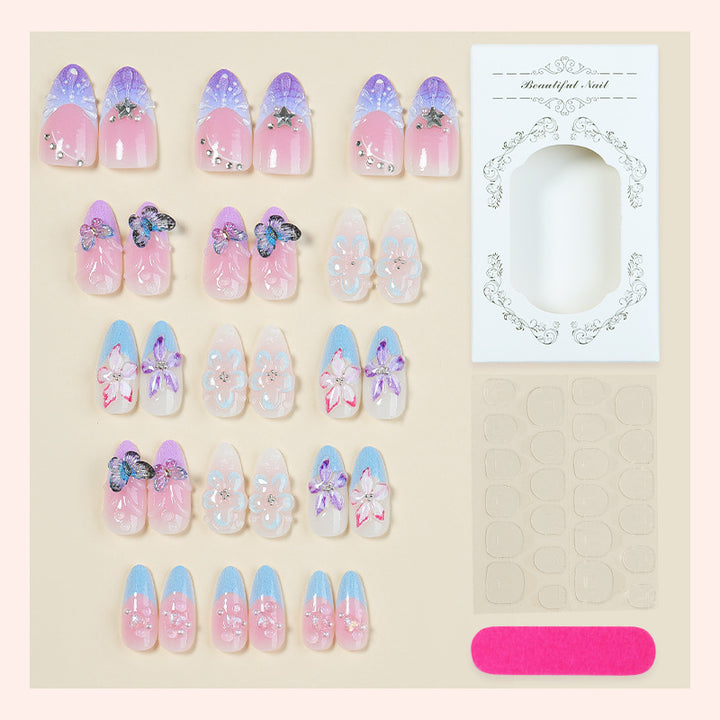 Creative nail art set with floral and butterfly motifs Bowlift