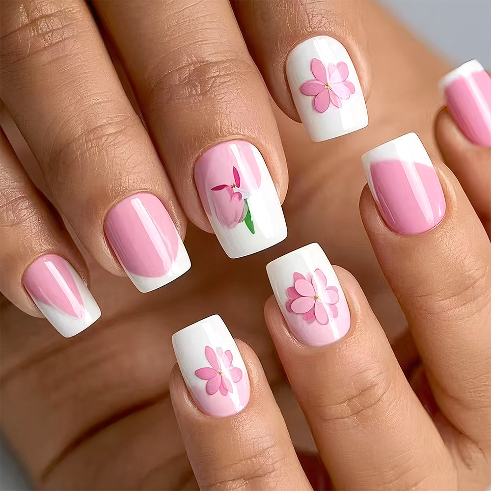 Floral Design Press-On Nail Art Bowlift
