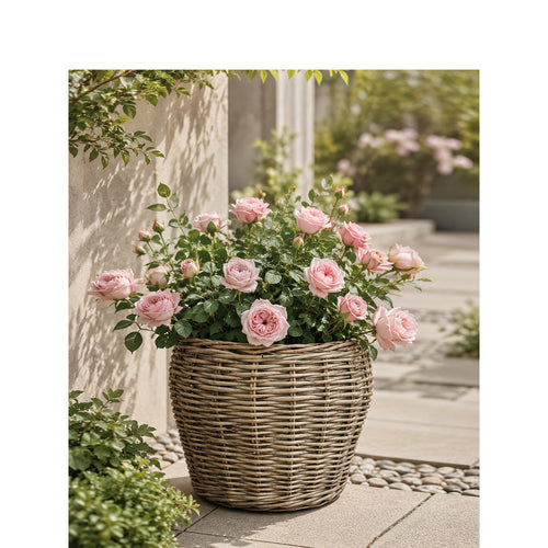 Decorative plant basket with plastic inner bag Bowlift