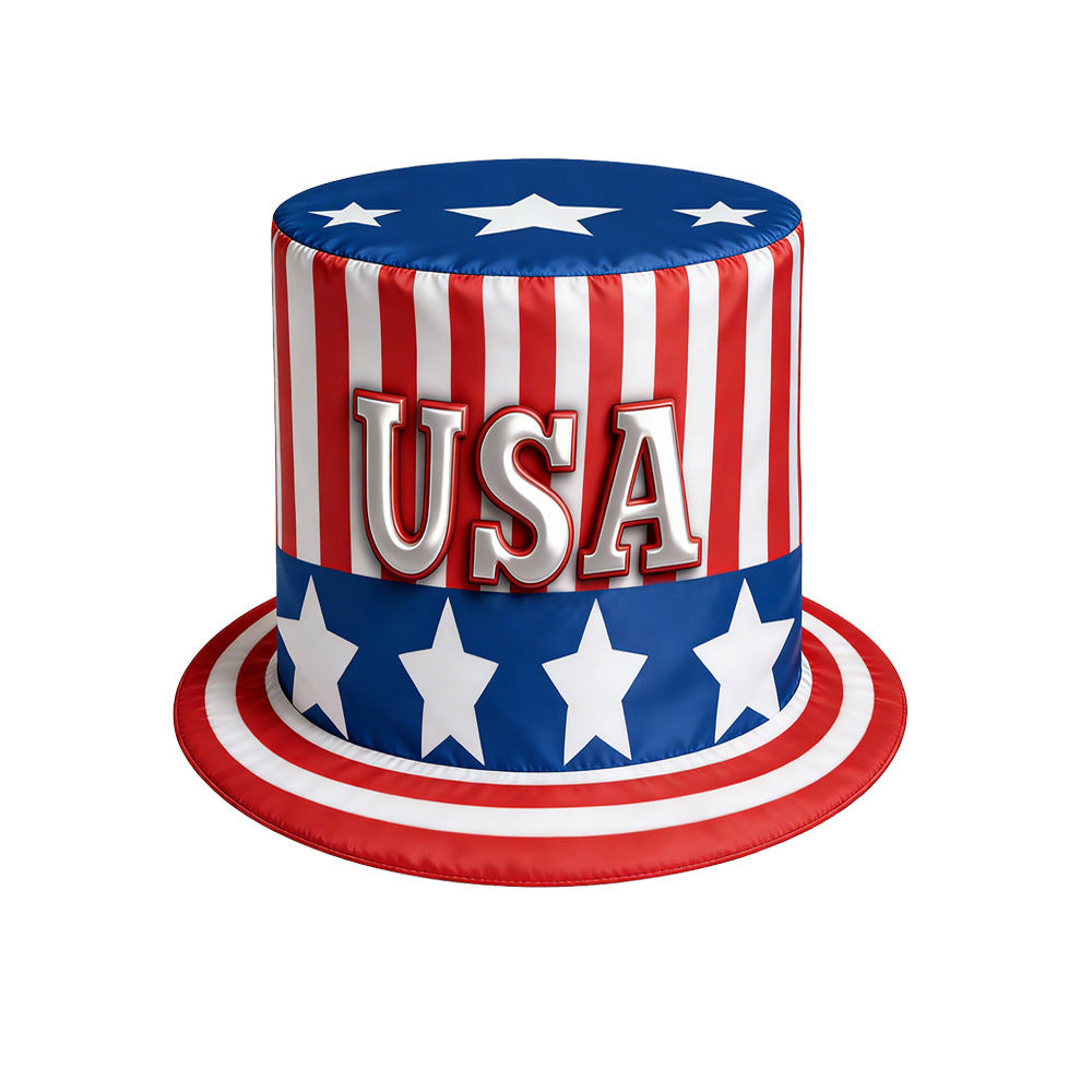 Unisex nano patriotic party top hat with Independence Day motif and lightweight polyester construction One size Bowlift