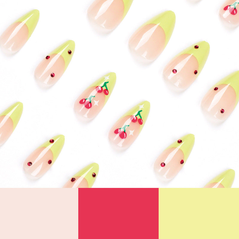 Artful Press-On Nails with Fruity Design Bowlift