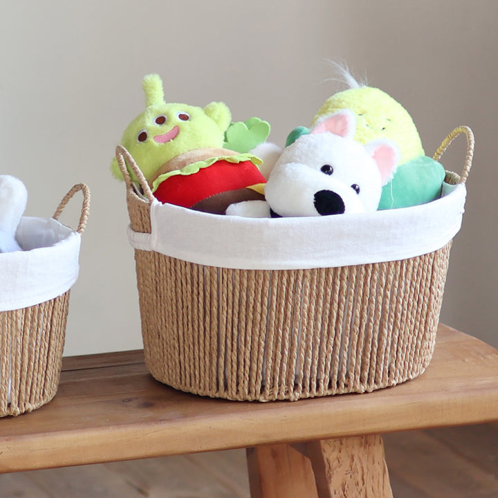 Handcrafted storage basket with white cotton lining Bowlift