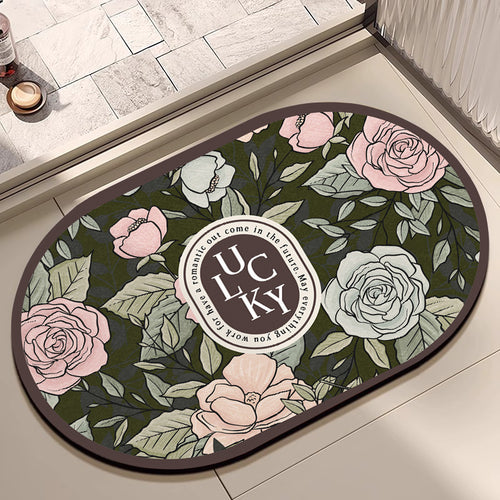 Oval Floral Bath Mat Bowlift