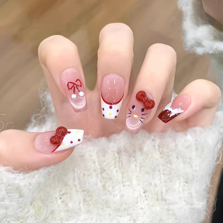 Creative Character-Embellished Press-On Nail Set Bowlift