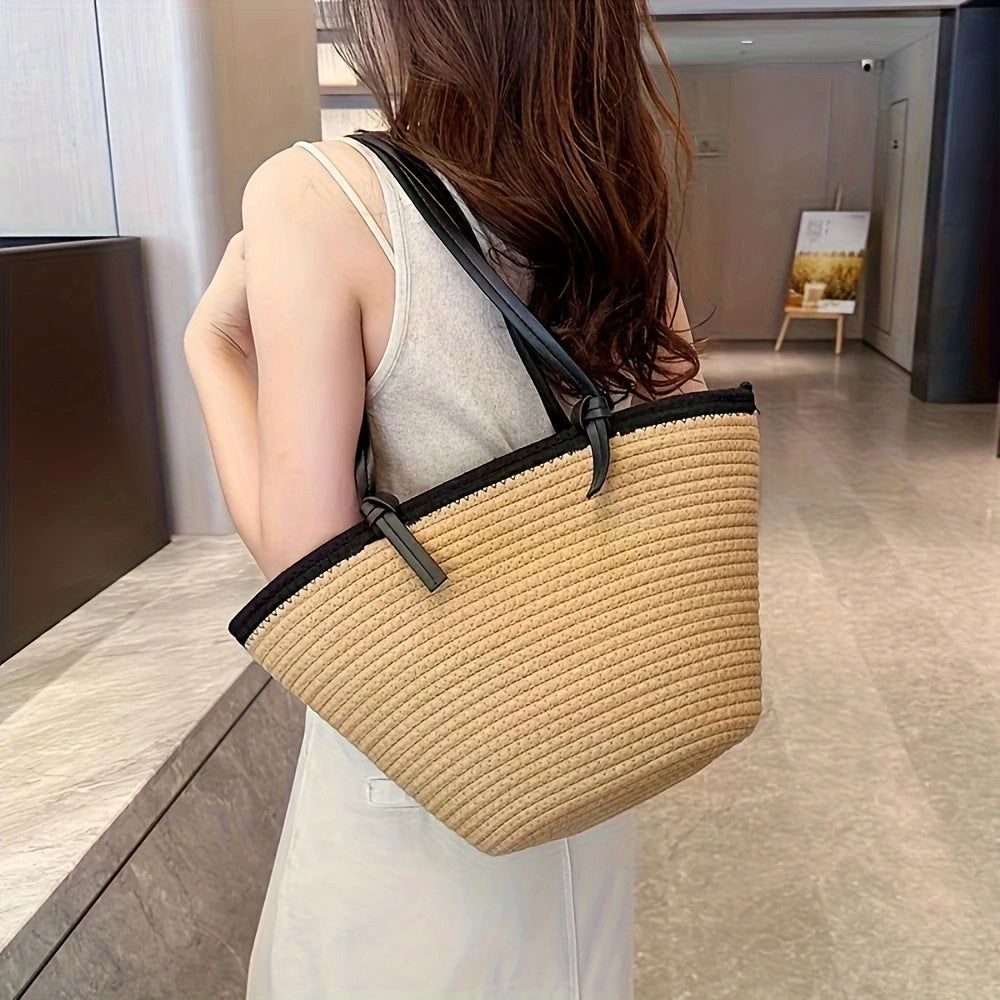 Spacious beach bag with innovative leather handles Bowlift