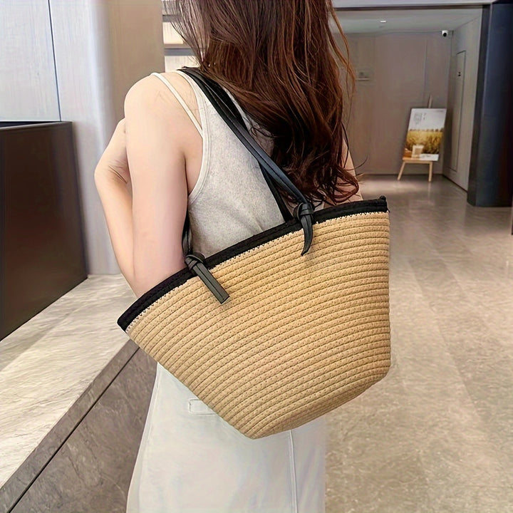 Spacious beach bag with innovative leather handles Bowlift