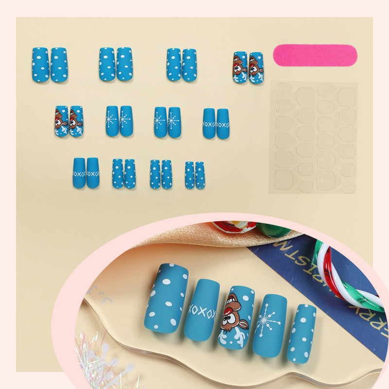 Creative Christmas Art Nail Set with Cheerful Reindeer Design Bowlift