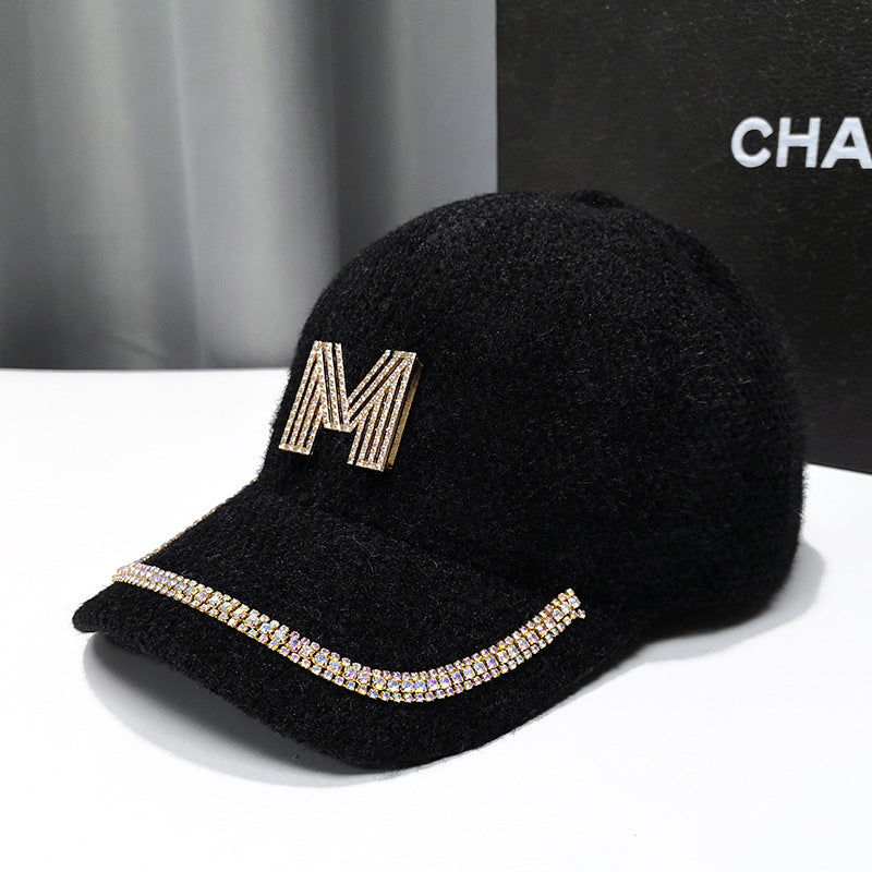 Women's Luxury Embellished Fleece Baseball Cap Bowlift