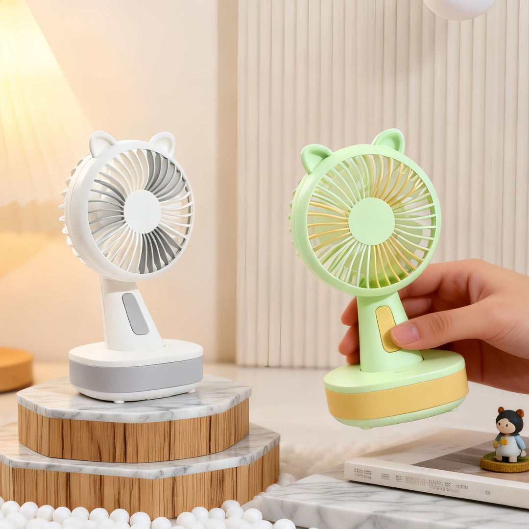 Women's Portable Table Fan with Creative Animal Ears Bowlift