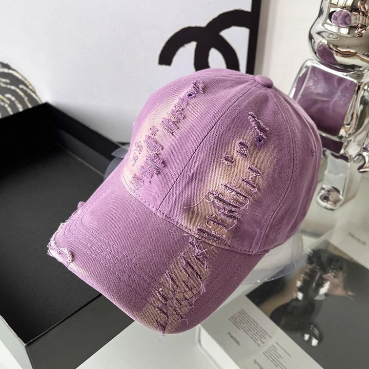 Unisex Distressed Denim Cap Bowlift