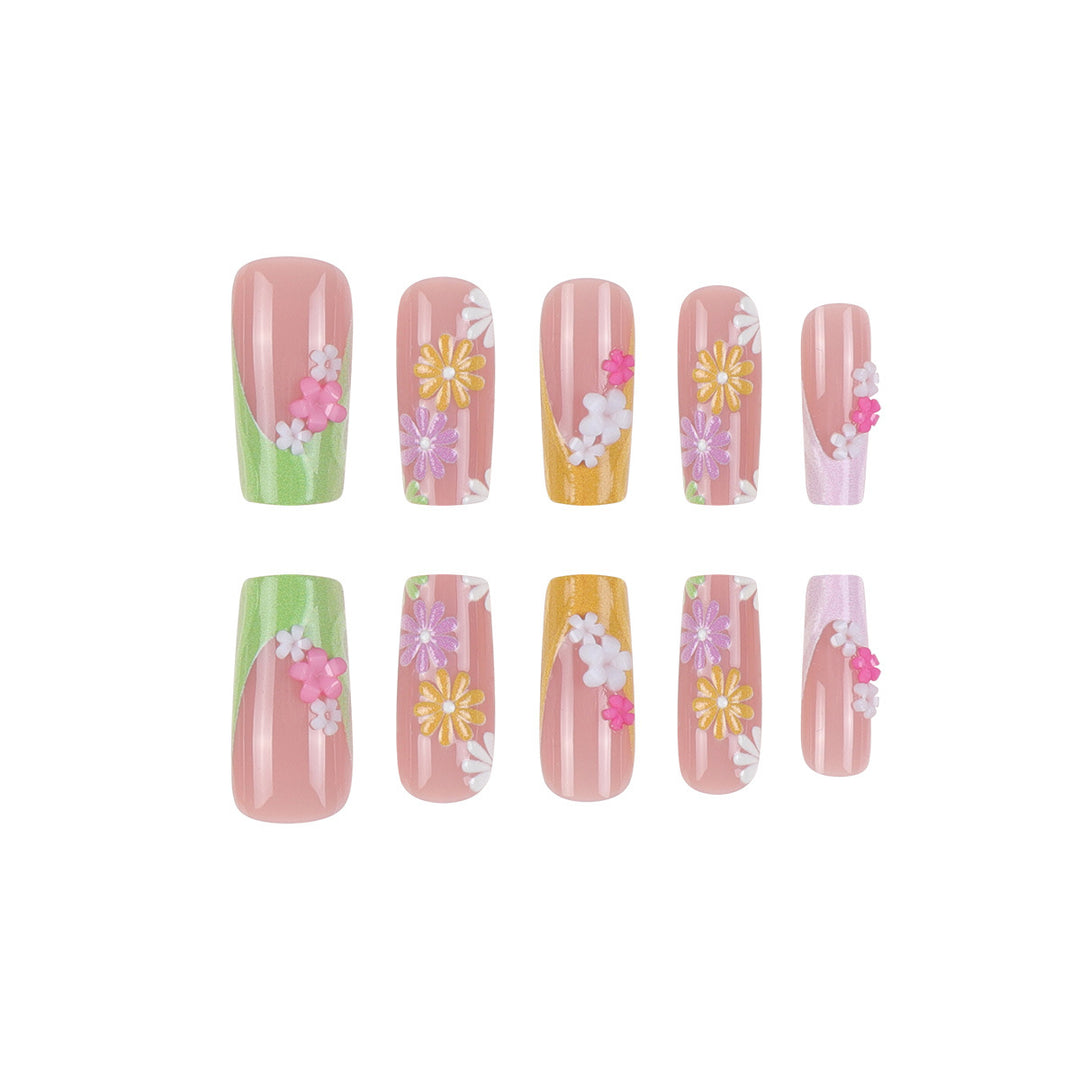 Floral Decorative Press-On Nails Bowlift