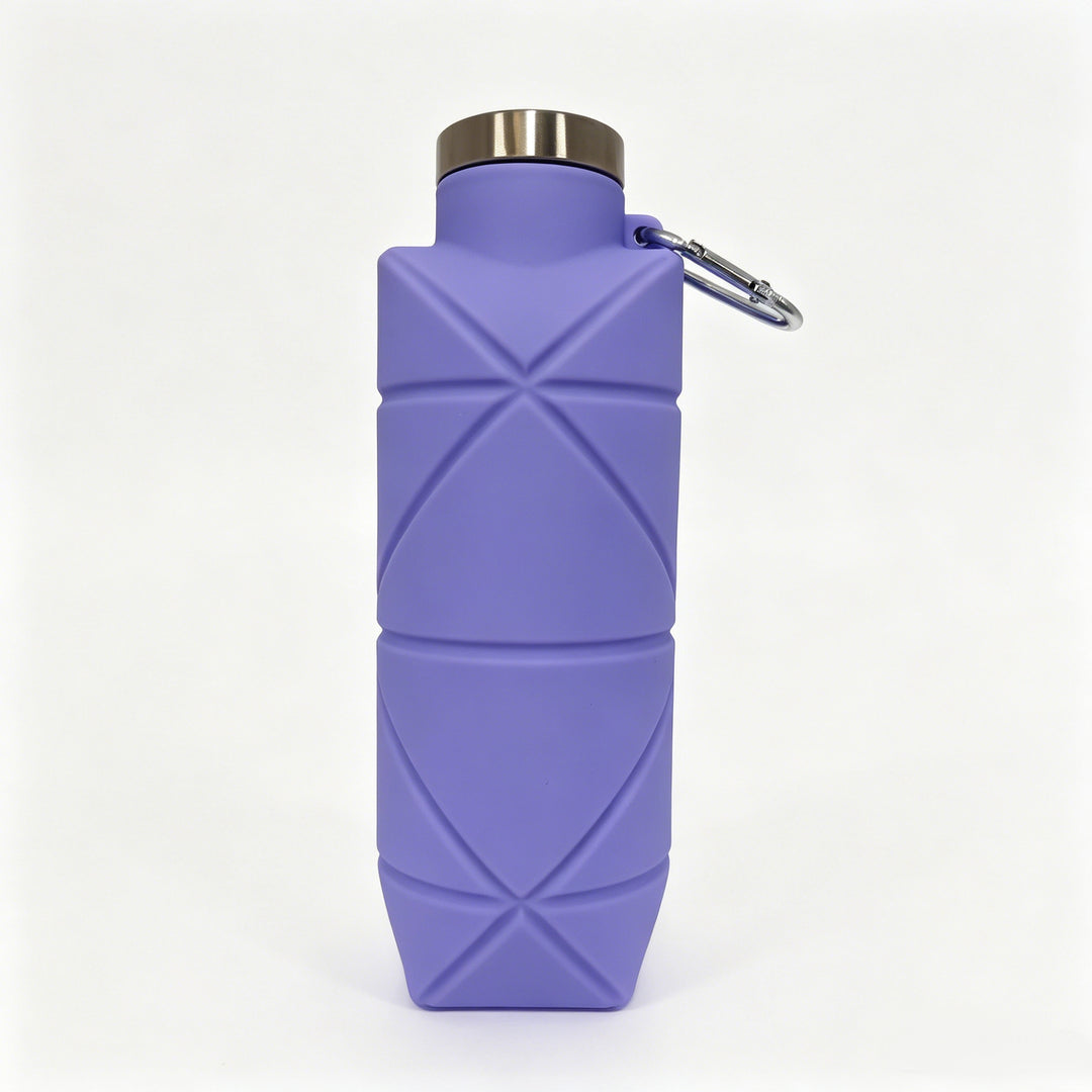 Collapsible Silicone Travel Water Bottle with Stainless Cap and Carabiner Bowlift