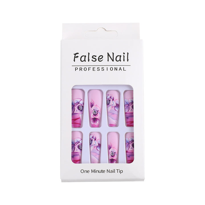 Artistic Nail Tips with Floral Design Bowlift