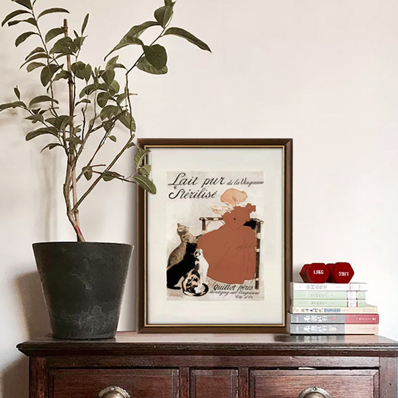 Vintage Framed Cat-themed Artwork