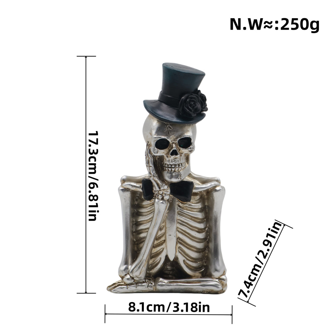 Stylish skeleton figure with top hat and black rose Bowlift