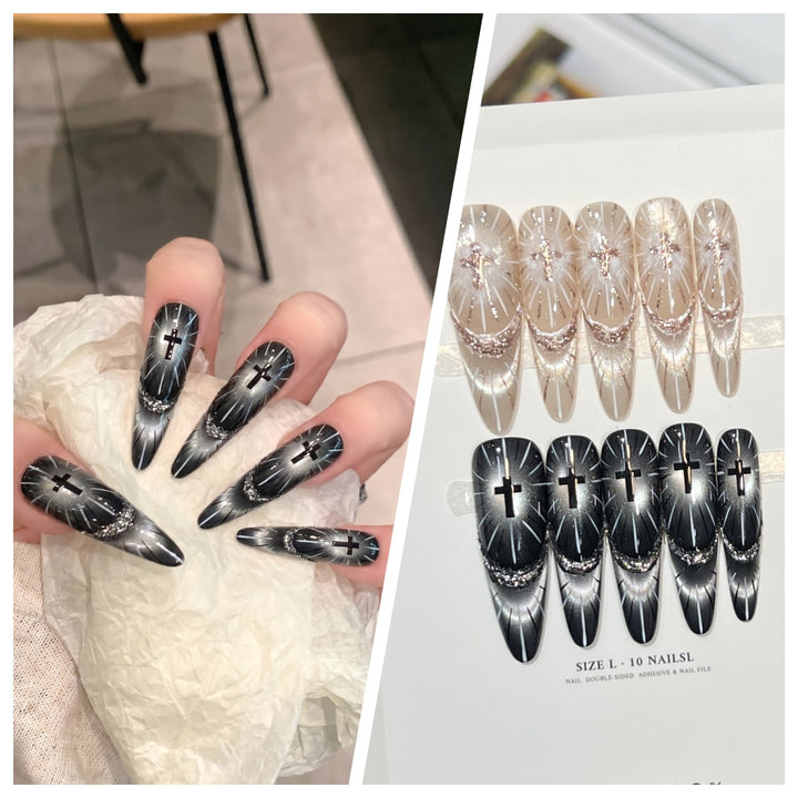 Artistic Stiletto Press-On Nail Set with Charming Patterns Bowlift
