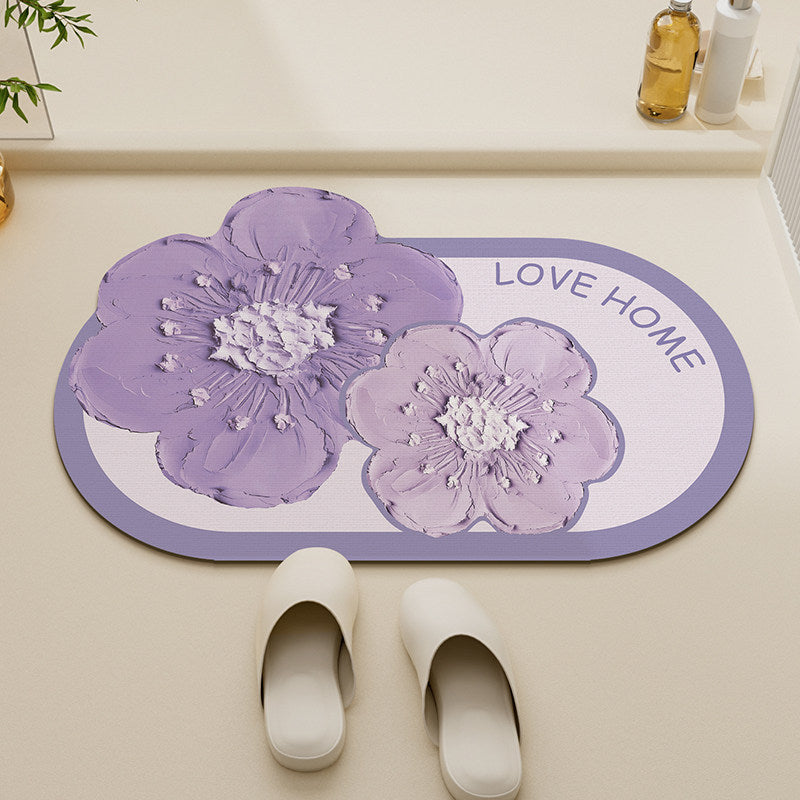 Floral-Themed Non-Slip Bath Mat