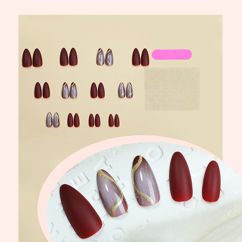 Elegant Press-On Nail Set with Artistic Floral and Glossy Designs Bowlift
