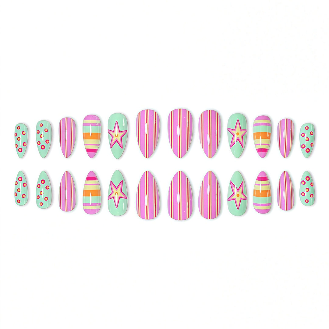 Vibrant Patterned Nail Art Extensions Bowlift