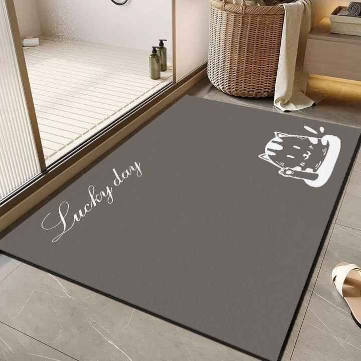 Cheerful Floral Message Bath Mat Bowlift