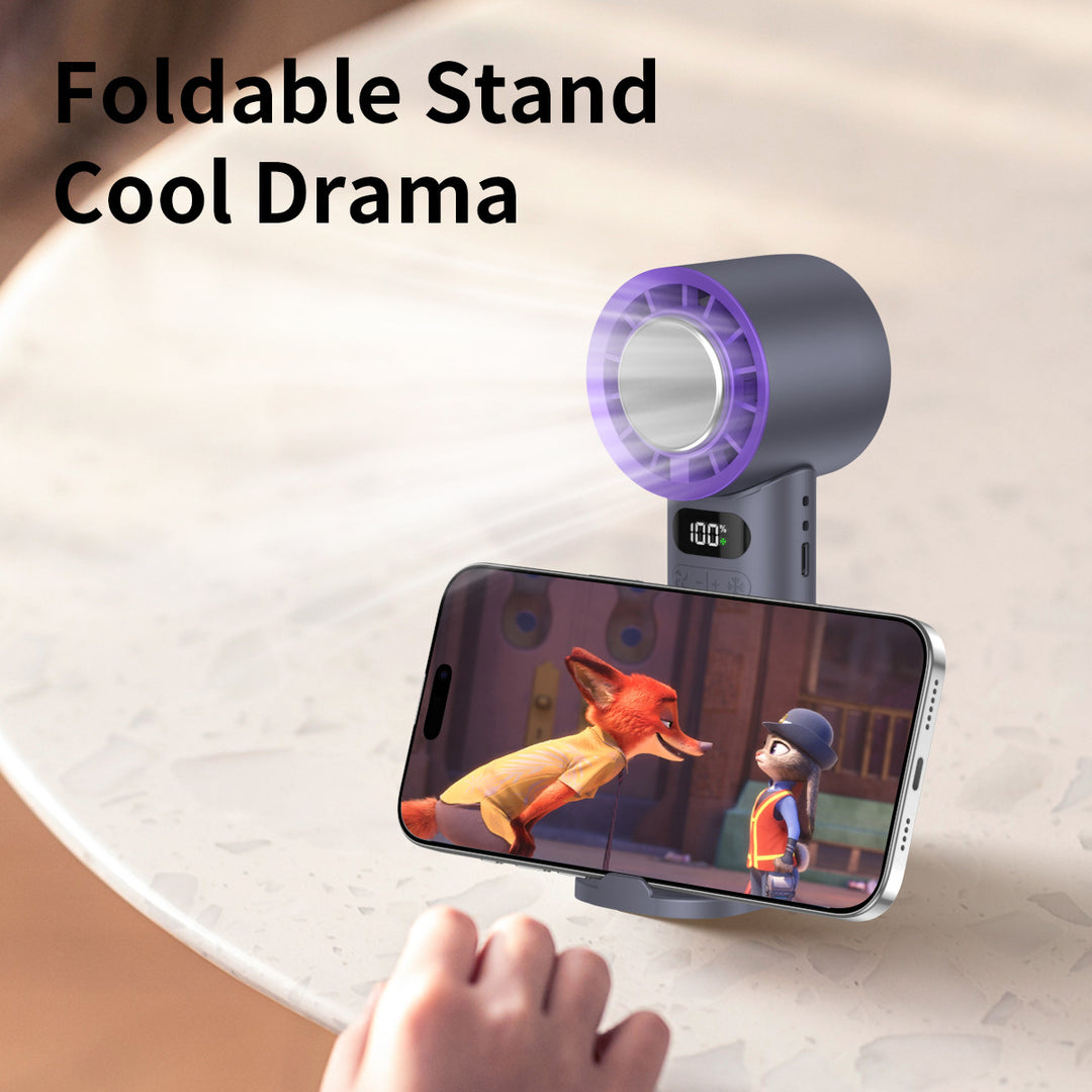 Unisex nan foldable portable handheld cooling fan with digital LED display and ice-sensing technology Bowlift