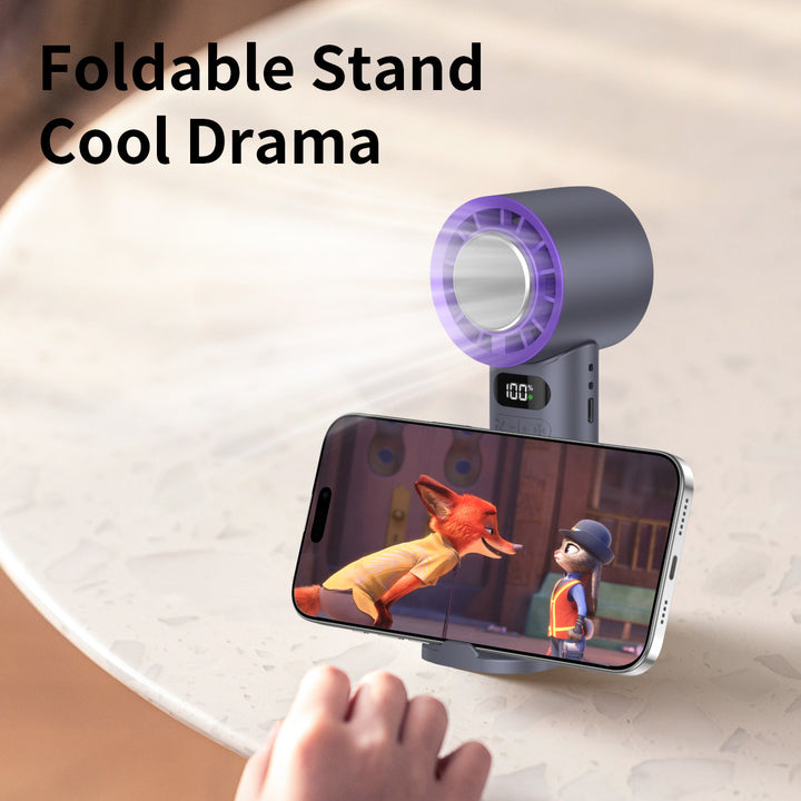 Unisex nan foldable portable handheld cooling fan with digital LED display and ice-sensing technology Bowlift