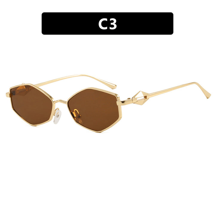 Women's geometric sunglasses with protective UV filter and high-end metal frame Bowlift