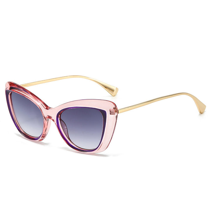 Ladies Cat-Eye Sunglasses with Elegant Metal Frame Bowlift