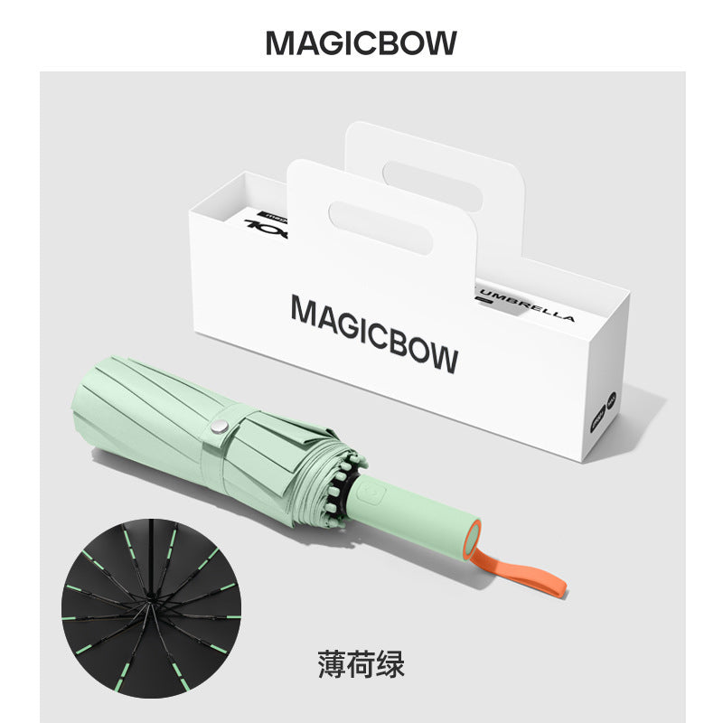 Ladies Automatic Folding Umbrella with Robust Design and Wind Resistance Bowlift