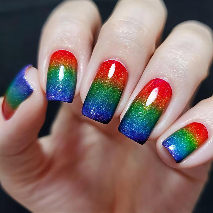 Creative Gradient Colorful Nail Art with Glitter Effects Bowlift