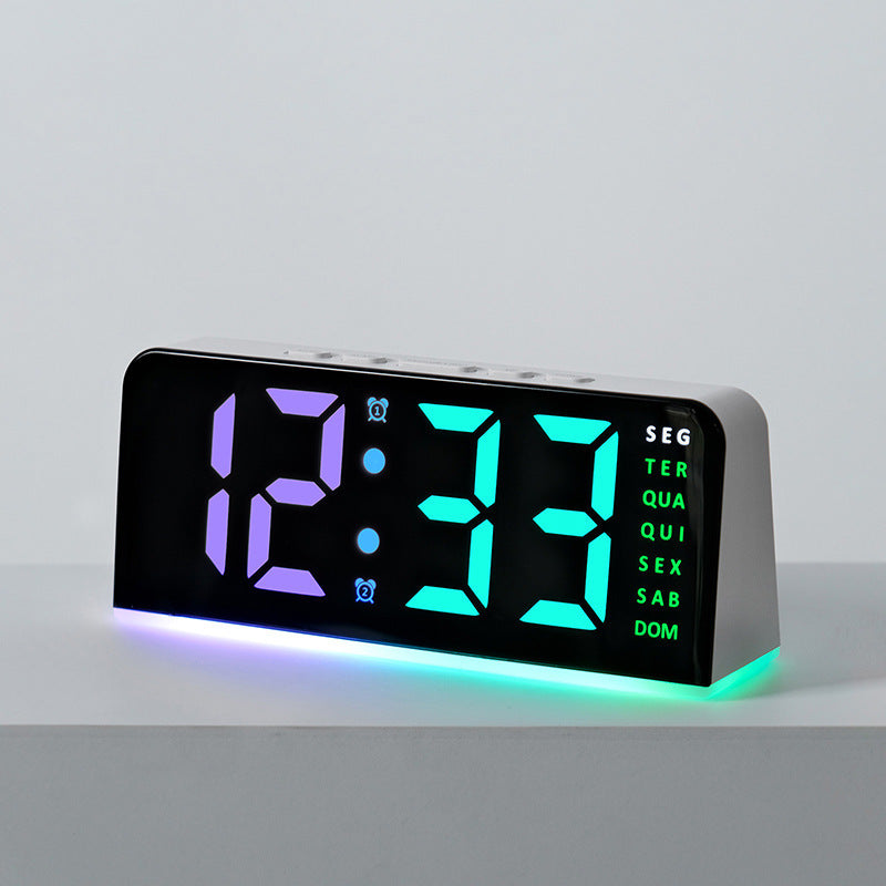 Digital radio alarm clock with color changing display Bowlift