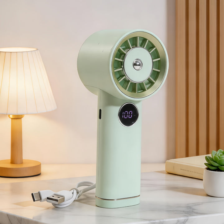 Women Portable Mini Fan with Digital Display Bowlift