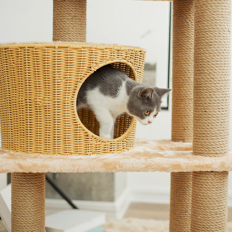 Cat furniture tree with natural rattan elements Bowlift