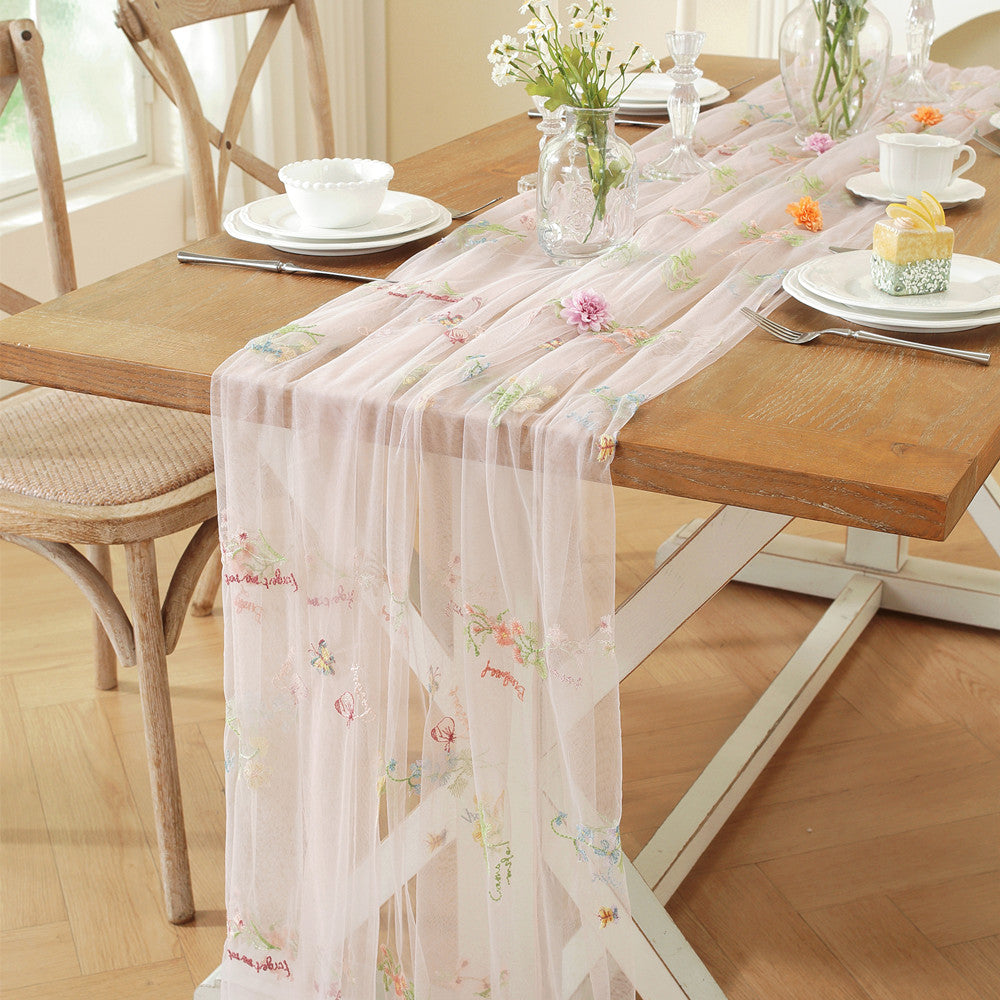 Embroidered Organza Table Runner