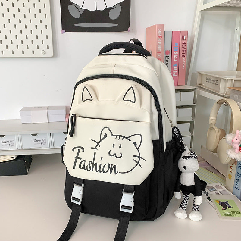 Backpack with Cute Cat Ears and Practical Compartments Bowlift